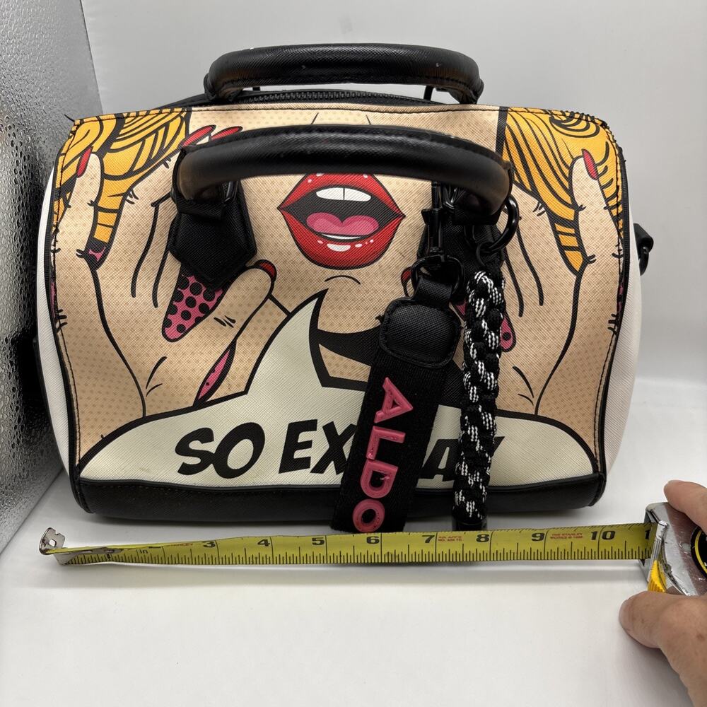 ALDO So Extra Pop Art Comic Satchel Top Handle Bag Graphic Print Crossbody - Picture 7 of 8